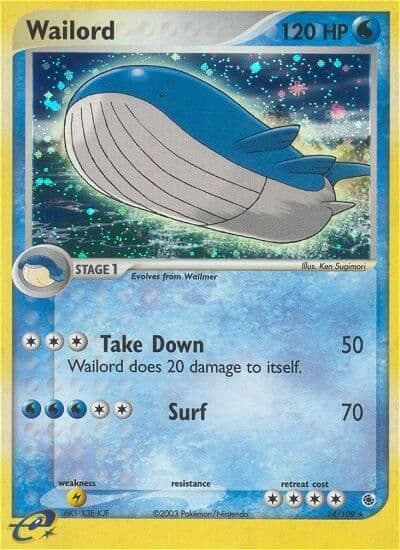 Wailord Ruby and Sapphire Pokemon card