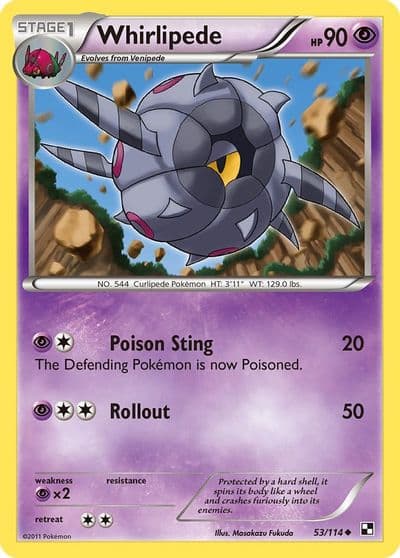 Whirlipede Black and White Pokemon card