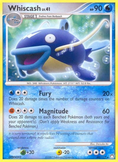 Whiscash Mysterious Treasures Pokemon card