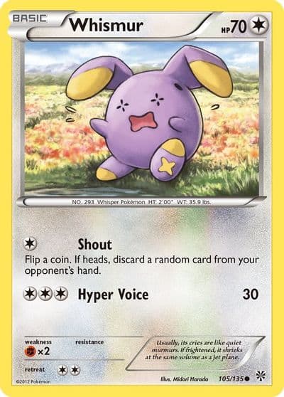 Whismur Plasma Storm Pokemon card