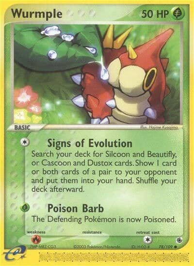 Wurmple Ruby and Sapphire Pokemon card
