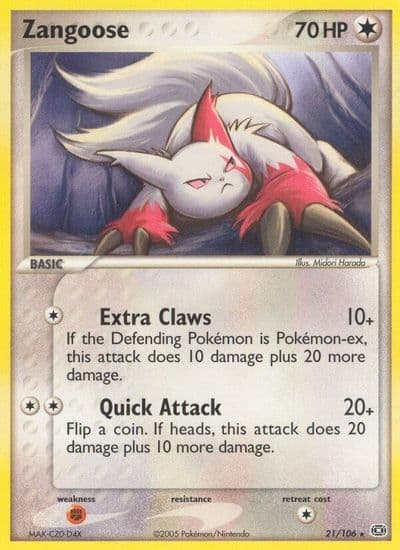 Zangoose Emerald Pokemon card