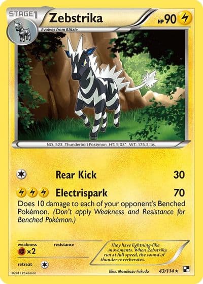 Zebstrika (43) Black and White Pokemon card