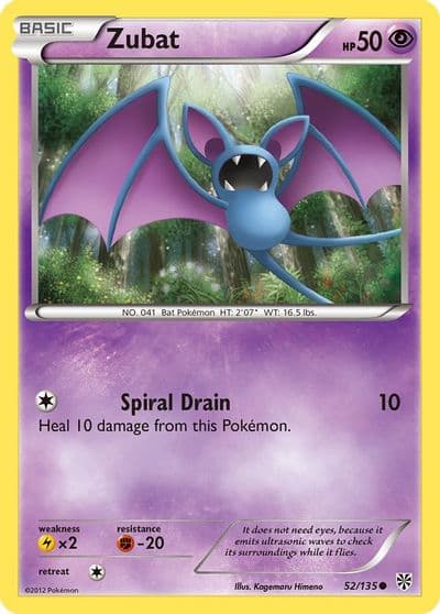 Zubat (52) Plasma Storm Pokemon card