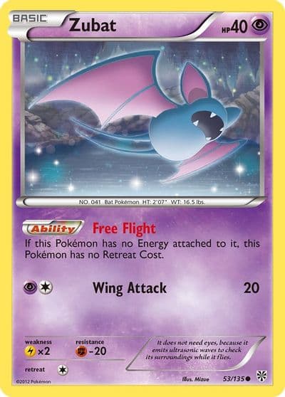 Zubat (53) Plasma Storm Pokemon card