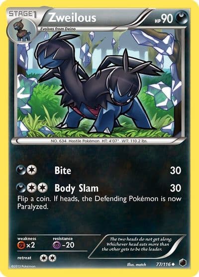 Zweilous Plasma Freeze Pokemon card