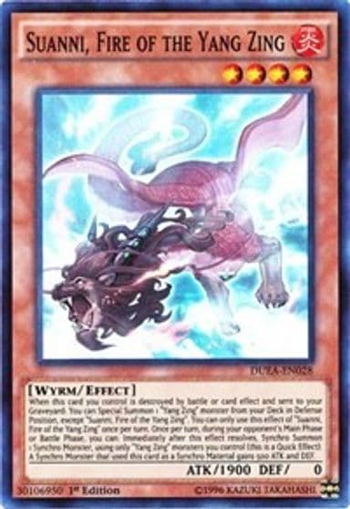Suanni Fire of the Yang Zing Duelist Alliance Yu-Gi-Oh! card