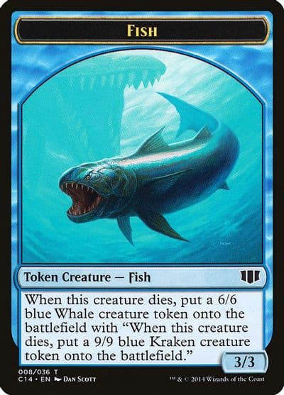 Fish Zombie 011 Double Sided Token Commander 2014 Magic card