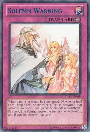 Solemn Warning Blue Duelist League Promo Yu-Gi-Oh! card