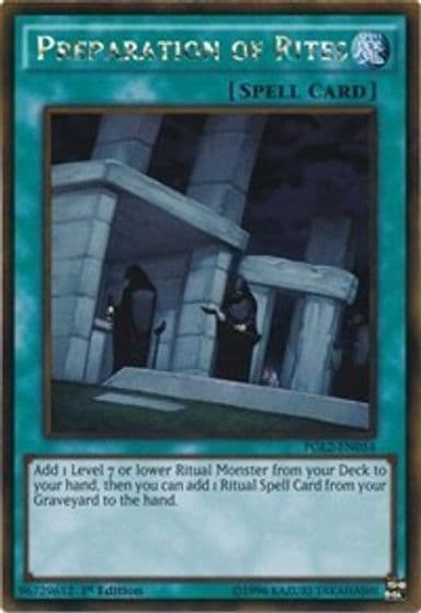 Preparation of Rites Premium Gold: Return of the Bling Yu-Gi-Oh! card