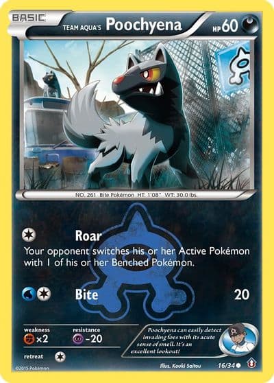 Team Aqua's Poochyena Double Crisis Pokemon card