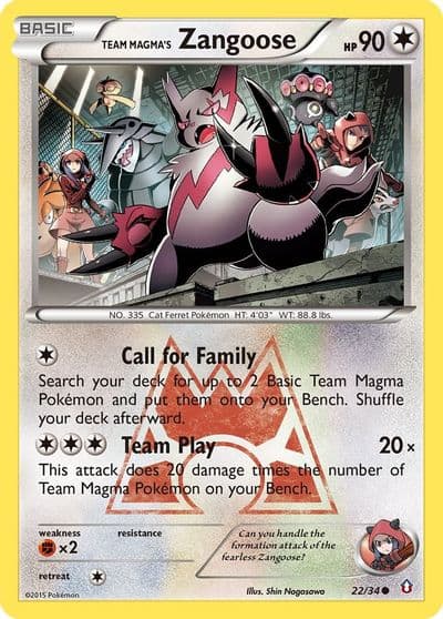 Team Magma's Zangoose Double Crisis Pokemon card