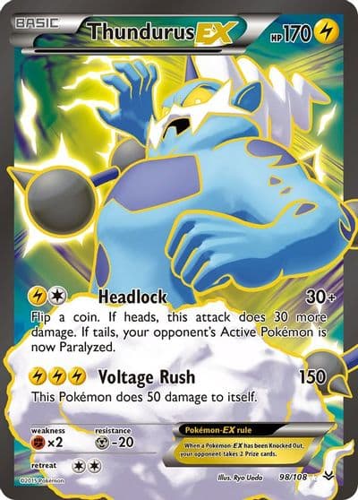 Thundurus EX (98 Full Art) XY - Roaring Skies Pokemon card